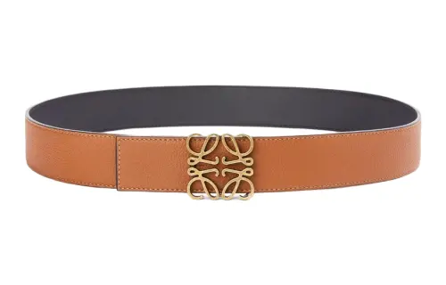 LOEWE Calfskin Leather Belts Unisex Tan/Black Width 4cm