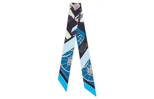 HERMES Twilly Small Silk Scarves Women's Blue