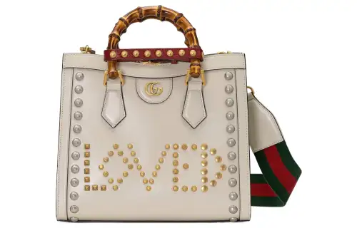 GUCCI Diana Leather Large Capacity Tote Shoulder Bag, Crossbody Bag, Handbag Small Women's White