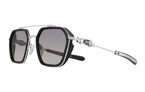Chrome Hearts Plate And Metal Irregular Shape Sunglasses Unisex Black/Silver