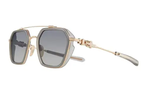 Chrome Hearts Plate And Metal Aviator Sunglasses Unisex Gold