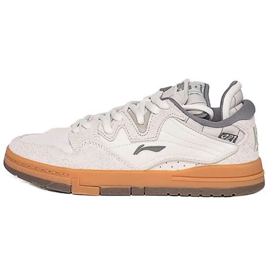 LINING Wei Wu PRO Skateboard Shoes Women's Low-Top Champagne White/Sprout Yellow Gray