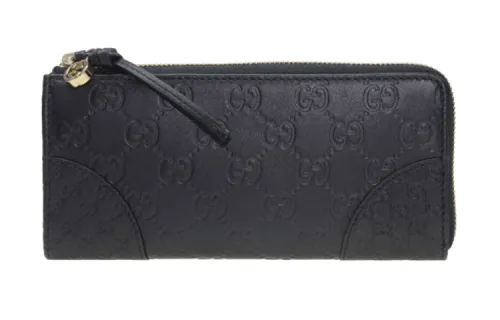 GUCCI Cow Leather Wallet Women's Black