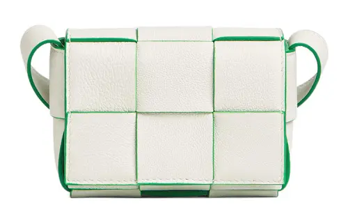 Bottega Veneta CASSETTE Sheepskin Tofu Bag, Shoulder Bag, Crossbody Bag Mini Women's White & Parrot Green