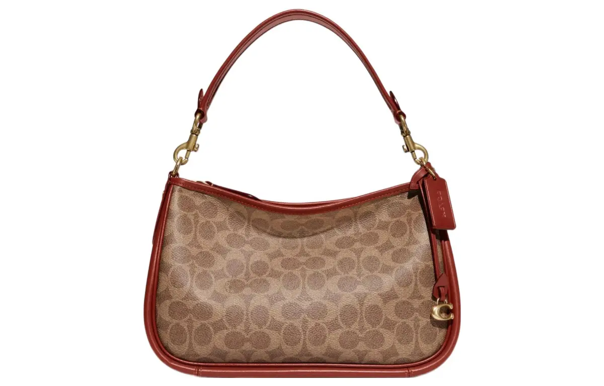 COACH Cary Coated Canvas With Calfskin Shoulder Bag, Crossbody Bag, Handbag Large Women's Brown