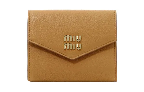 MIU MIU Leather Wallet Women's Light Umber