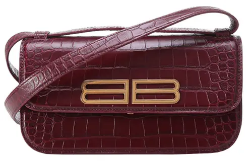 Balenciaga Cow Leather Shoulder Bag, Portable Crossbody Bag Small Women's Dark Red