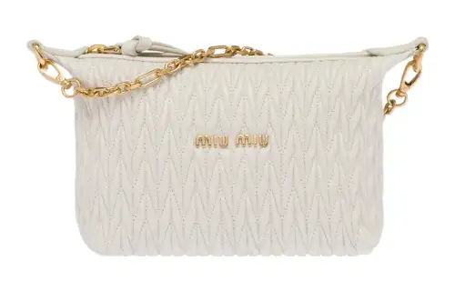 MIU MIU MatelasséSpirit Soft Sheep Leather Shoulder Bag, Handbag Mini Women's White