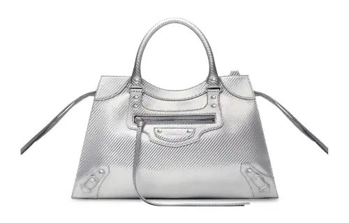 Balenciaga Neo Classic Polyurethane Shoulder Bag, Crossbody Bag, Handbag Medium Men's Silver