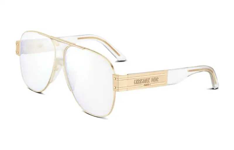 DIOR Metal Aviator Sunglasses Unisex Gold