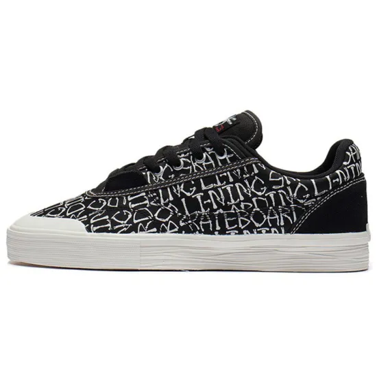 LiNing 50/50 Anti Slip And Wear Resistant Lightweight Low Top Skateboard Shoes Men's Black White