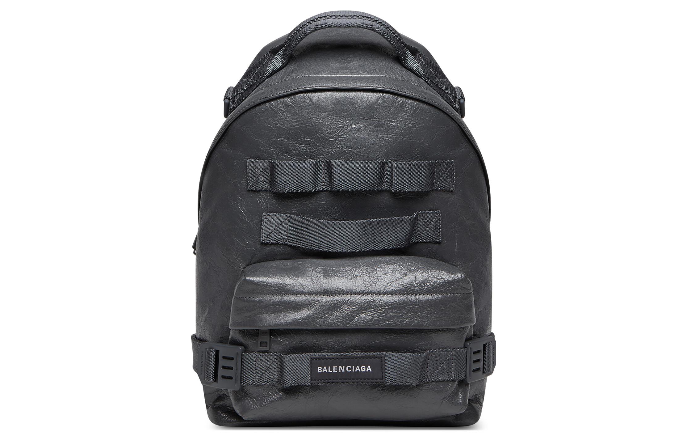 Balenciaga Army Fine Grained Sheepskin Shoulder Bag, Crossbody Bag, Backpack Small Men's Carbon Black