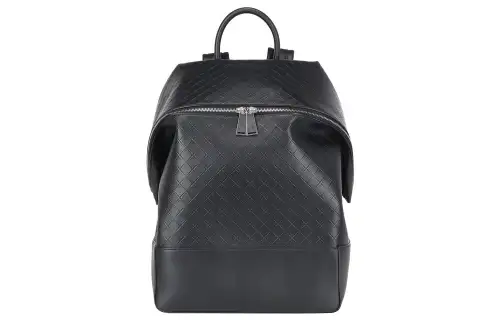 Bottega Veneta Lambskin With Calfskin Backpack Men's Black