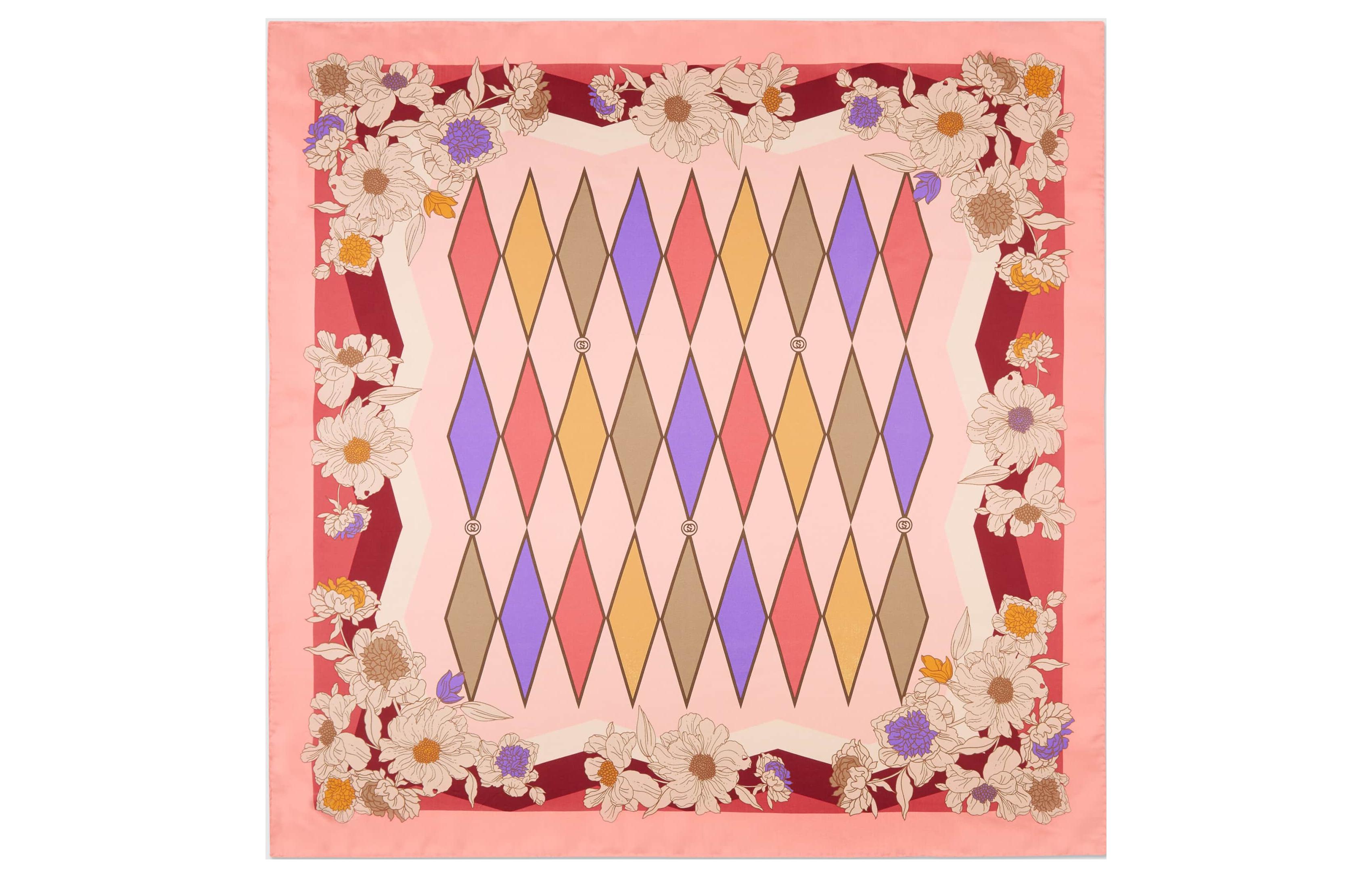 GUCCI Lovelight Silk Scarf Women's Pink