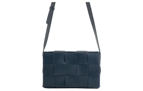 Bottega Veneta Cassette Intreccio Crossbody Bag Deep Blue/Pale Blue