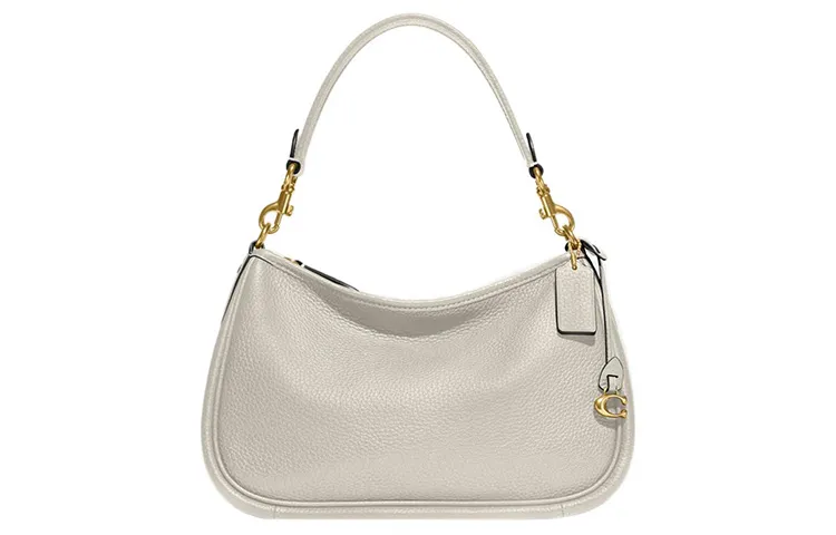 COACH Cary Pebbled Leather Shoulder Bag, Crossbody Bag Large Women's White