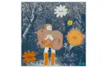 HERMES Silk Scarves Women's Marine Blue/Orange/Light Camel