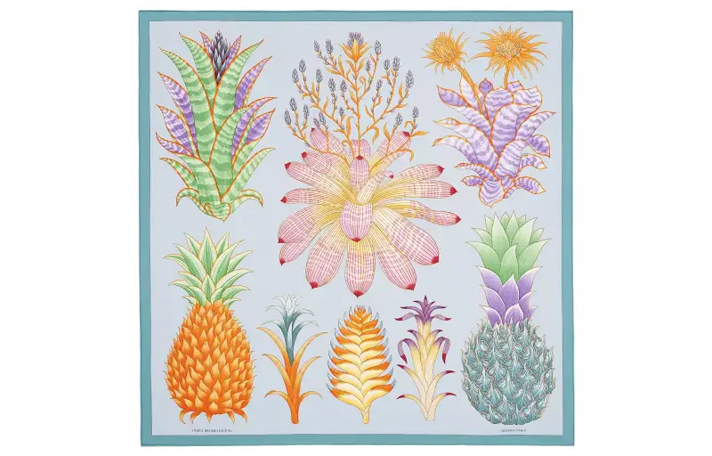 HERMES Carre Scarves Women's Sky Blue/Violet/Green