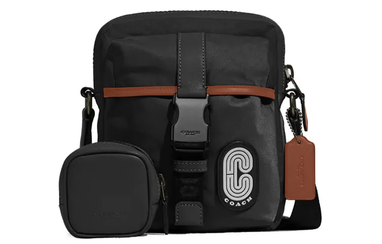 COACH Ma Cow Leather Coin Purse, Shoulder Bag, Crossbody Bag Small Men's Black