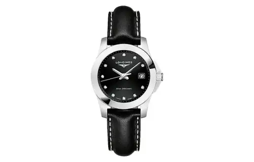 LONGINES Comcast Collection Quartz Movement 30m Waterproof Women's Watch 29.5mm Black Dial Stainless Steel Case