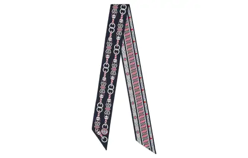 HERMES Silk Scarves Women's Marine Blue/Pink/Sulfur