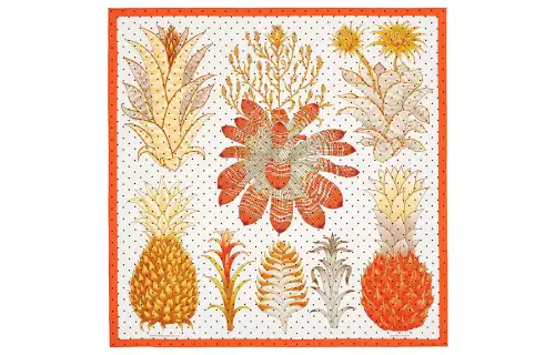 HERMES Scarves Women's Ivory White/Orange/Gold Beige