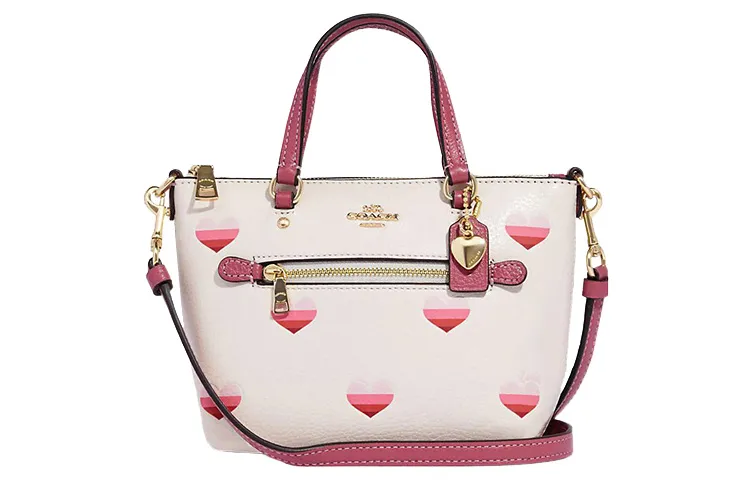 COACH Gallery Refined Pebble Leather Handbag, Shoulder Bag, Crossbody Bag Small Women's White