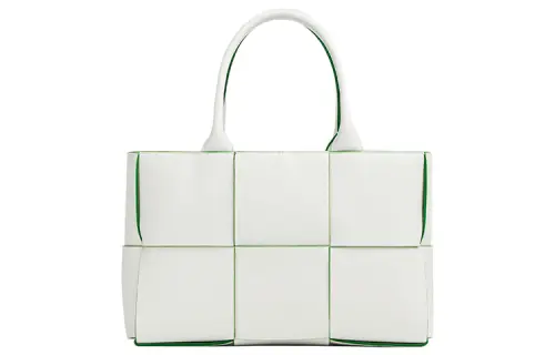 Bottega Veneta ARCO Grain Buffalo Leather Tote Bag, Shopping Bag, Handbag Small Women's White & Parrot Green