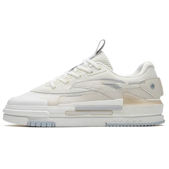 ANTA Skateboard Shoes Women's Low-Top Ivory White/Muddy Sand Gray/Microchip Gray