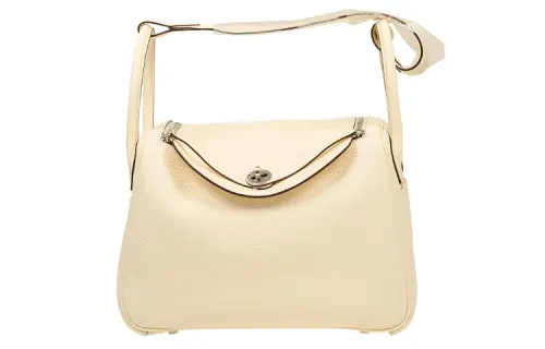 HERMES Lindy Clemence Bullock Leather Handbag 30 Women's I2 Nata Cream White