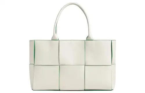 Bottega Veneta ARCO Grain Cow Leather Tote Bag, Shopping Bag, Handbag Medium Women's White/Parrot Green