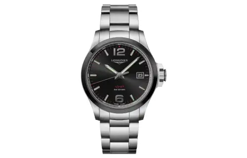 LONGINES Comcast V.H.P Series Quartz Movement 50m Waterproof Men's Watch 43mm Black Dial Stainless Steel Case