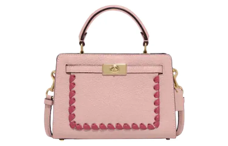 COACH Lane Refined Pebbled Leather Patchwork Smooth Leather Handbag, Shoulder Bag, Crossbody Bag Small Women's Pink