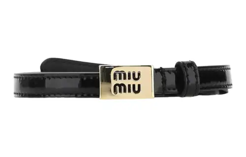 MIU MIU Leather Metal Buckle Unisex Width 1.2cm