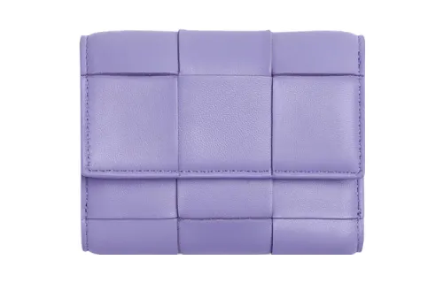 Bottega Veneta Lambskin With Calfskin Wallet Women's Purple