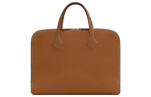 HERMES Togo Calfskin Business Bag, Handbag, Briefcase Regular Men's 37 Gold Brown