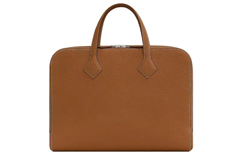 HERMES Togo Calfskin Business Bag, Handbag, Briefcase Regular Men's 37 Gold Brown