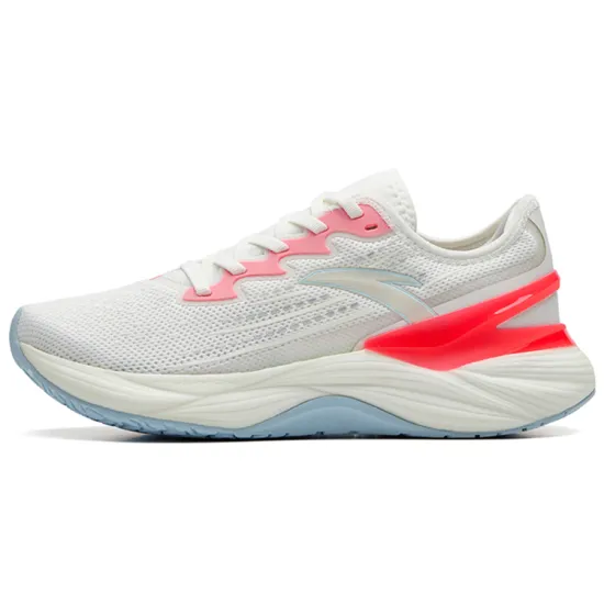ANTA Tron 2.0 Running Shoes Women's Low-Top Ivory White/Fluorescent Red