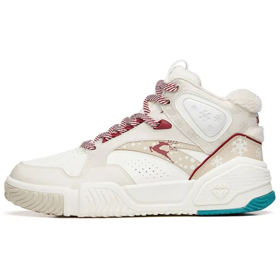 ANTA Skateboard Shoes Men Mid-Top Muddy Sand Gray/Ivory White/Light Smoke Gray