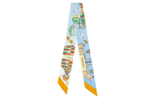 HERMES Twilly Small Silk Scarves Women's Blue