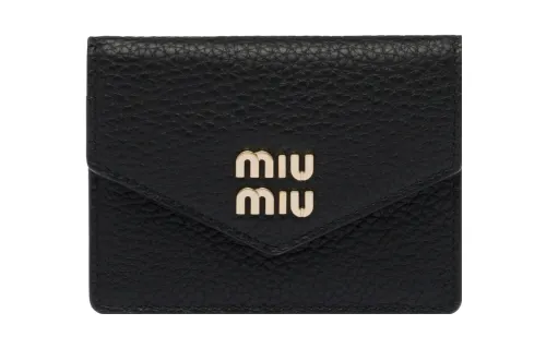 MIU MIU Soft Leather Card Holder Women's Black