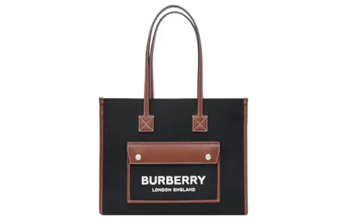 Burberry Canvas With Calfskin Tote Bag, Shopping Bag, Handbag Small Women's Black/Brown