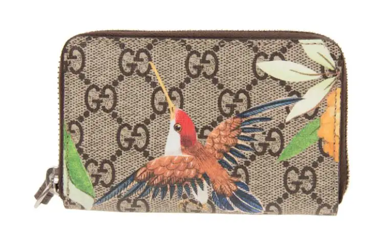 GUCCI Leather Coin Purse Wallet Regular Women's Brown/Multicolor