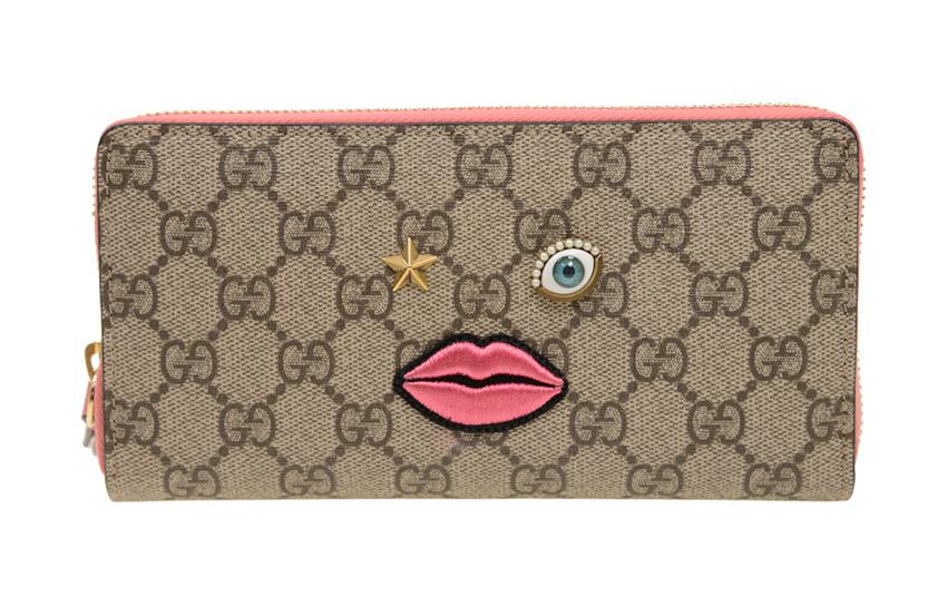 Женский кошелек Gucci Lips Wallet (коричнево-розовый)