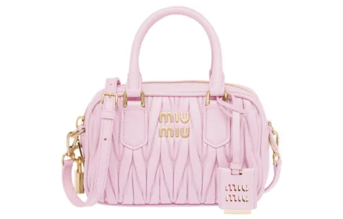 MIU MIU Leather Handbag, Shoulder Bag, Crossbody Bag Regular Women's Pink