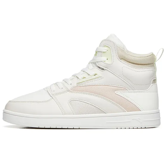 ANTA Street Play Series Skateboard Shoes Women's High-Top Sand Gray/Ivory Beige/Granular Beige Yellow