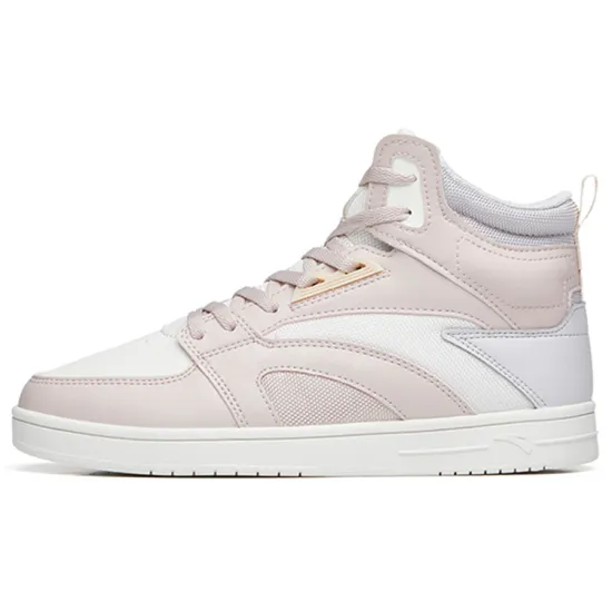 ANTA Street Play Series Skateboard Shoes Women's High-Top Ivory White/Lotus Gray/Light Silver Gray