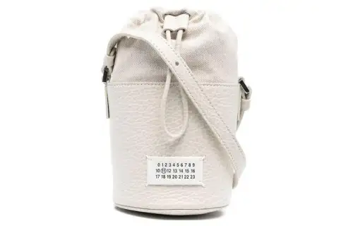 Maison Margiela Calfskin & Brass With Cotton & Polyester Bucket Bag, Shoulder Bag, Crossbody Bag Women's Ecru