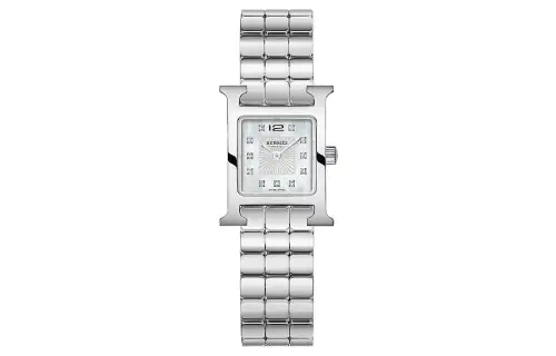 HERMES Heure H Wrist Watches Quartz Movement Stainless Steel Strap Silver Dial Women's Watch 30m Water Resistant