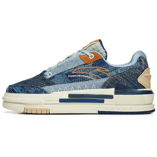 ANTA Bump Skateboard Shoes Women's Low-Top Dusty Blue/Ink Blue/Indigo Teal